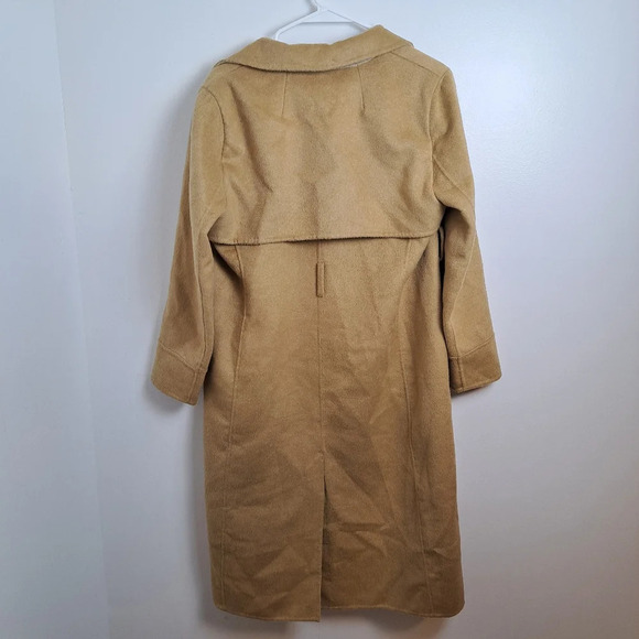 J. Crew Tan Fur Wool Blend Harriet Long Outdoor Feminine Trench Coat Size Small - Picture 2 of 11